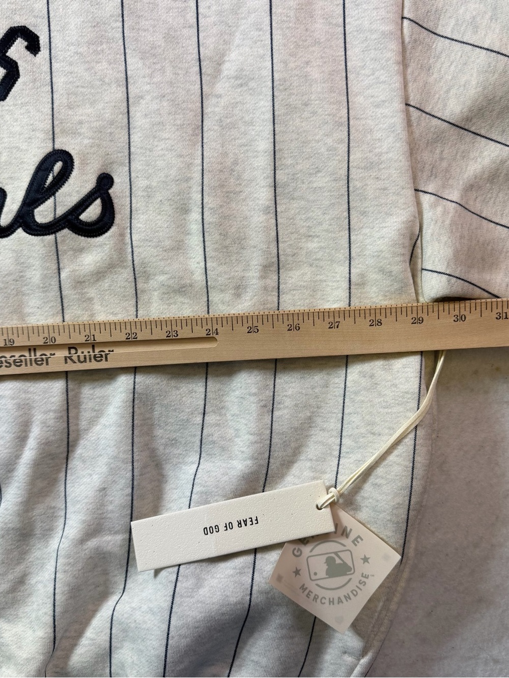 Fear of God ESSENTIALS New York Yankees MLB Sport Pinstripe Hoodie Sweatshirt XL - Picture 9 of 9